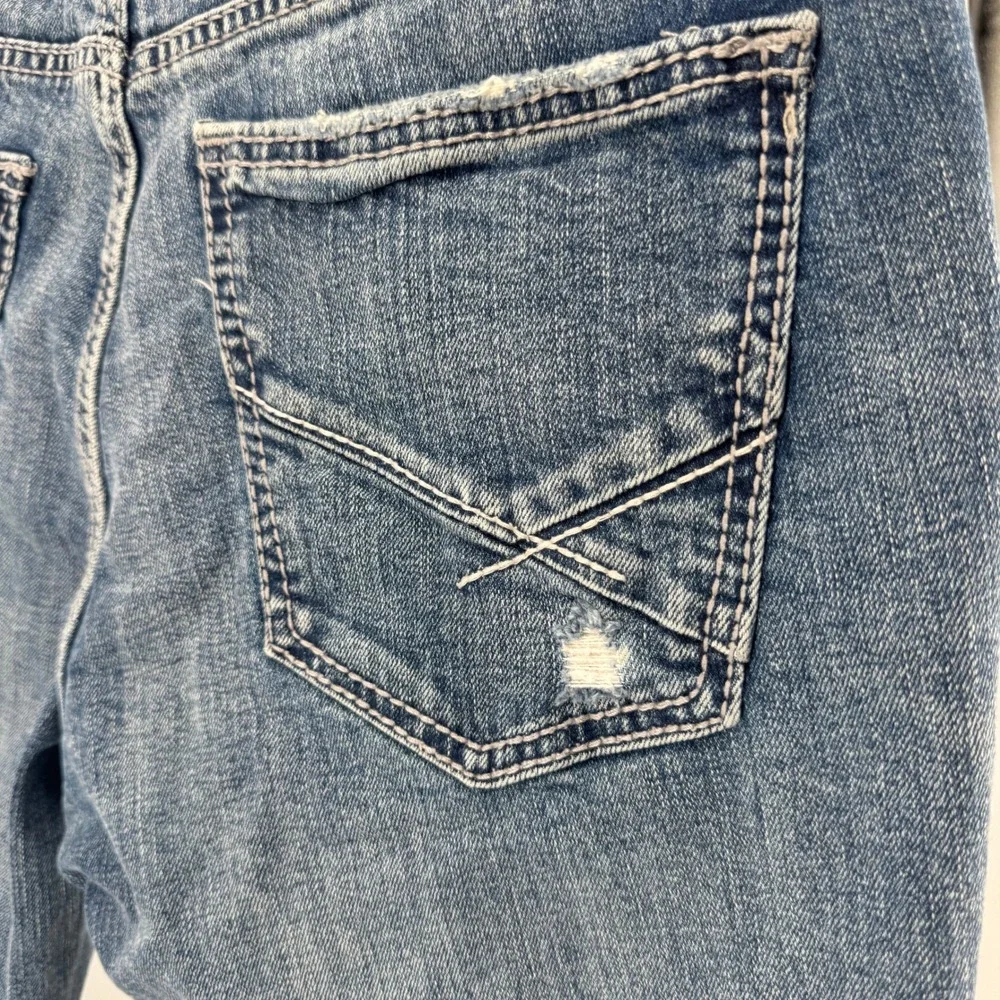 BKE Jake Straight Jeans Mens 33x34 Blue‎ Distressed Ripped Denim Stretch Pants